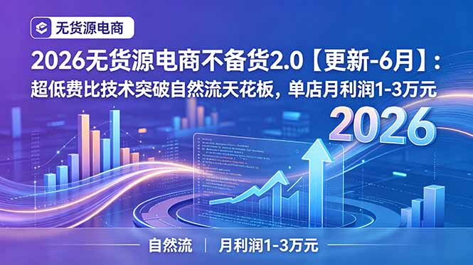 2026无货源电商不备货2.0【更新-7月】:超低费比技术突破自然流天花板,单店月利润1-3万元-墨痕微课