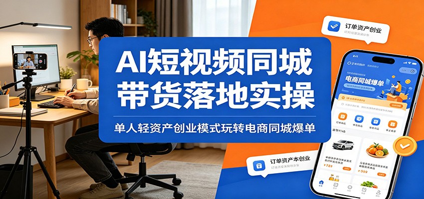 AI短视频同城带货落地实操：单人轻资产创业模式玩转电商同城爆单-墨痕微课