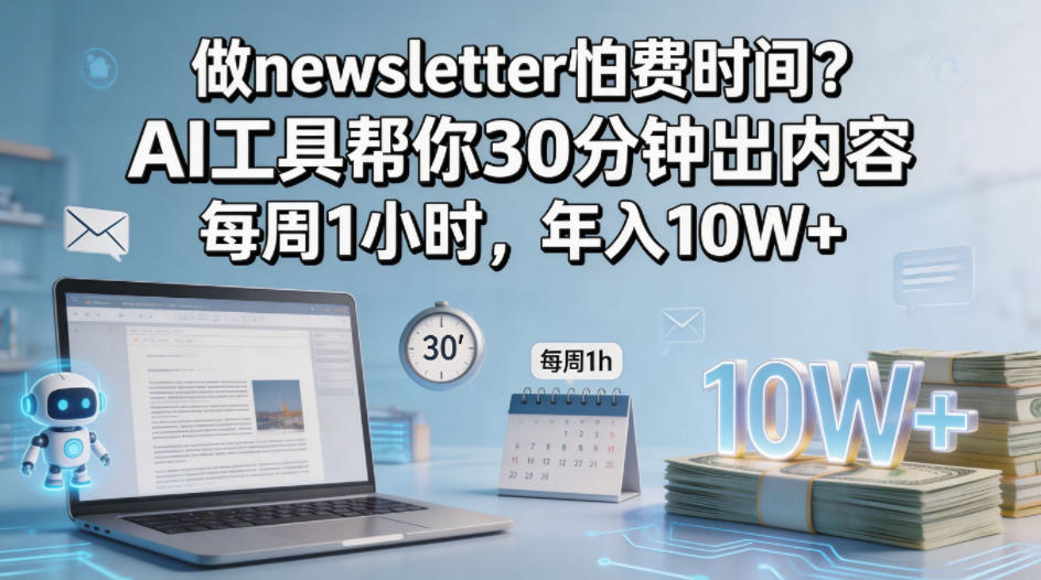 做newsletter怕费时间？AI工具帮你30分钟出内容，每周1小时，年入10W+！【原创双语字幕】-墨痕微课