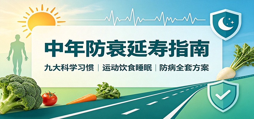 中年防衰延寿指南:九大科学习惯,运动饮食睡眠防病全套方案-墨痕微课