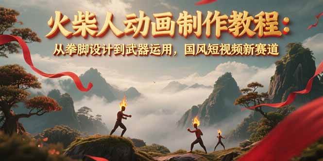 火柴人动画制作教程:从拳脚设计到武器运用,国风短视频新赛道-墨痕微课