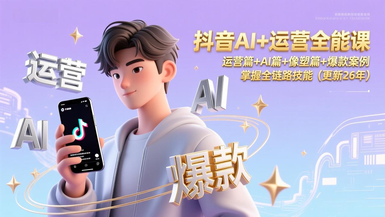 抖音AI+运营全能课，运营篇+AI篇+像塑篇+爆款案例，掌握全链路技能(更新26年-墨痕微课