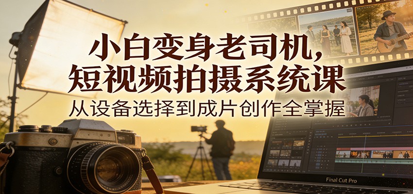 小白变身老司机，短视频拍摄系统课，从设备选择到成片创作全掌握-墨痕微课