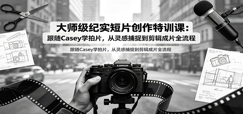 大师级纪实短片创作特训课：跟随Casey学拍片，从灵感捕捉到剪辑成片全流程-墨痕微课