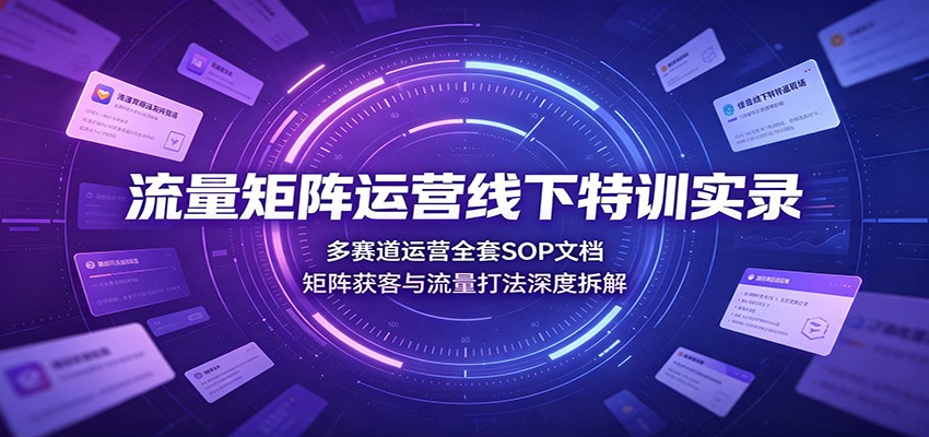 流量矩阵运营线下特训实录：多赛道运营全套SOP文档，矩阵获客与流量打法深度拆解-墨痕微课