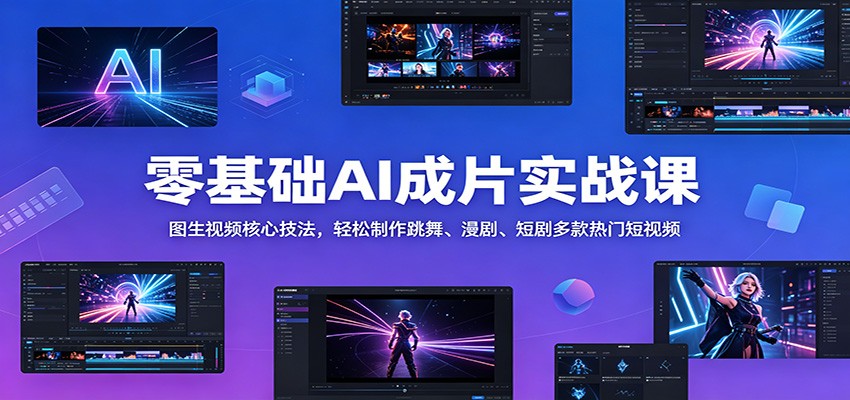 零基础AI成片实战课：图生视频核心技法，轻松制作跳舞、漫剧、短剧多款热门短视频-墨痕微课