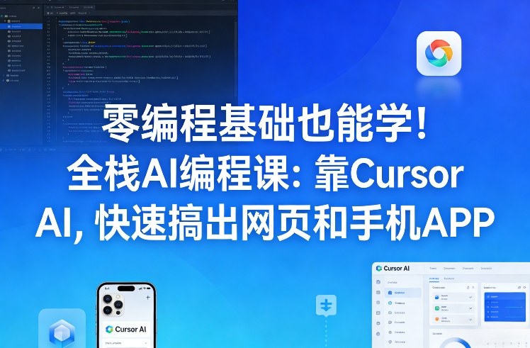 零编程基础也能学！全栈AI编程课：靠Cursor AI，快速搞出网页和手机APP-墨痕微课