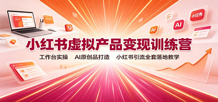 小红书虚拟产品变现训练营：工作台实操，AI原创品打造，小红书引流全套落地教学-墨痕微课