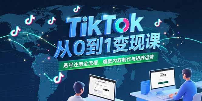 TikTok从0到1变现课,账号注册全流程,爆款内容制作与矩阵运营-墨痕微课