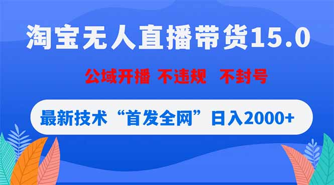 淘宝无人直播带货15.0,不封号,不违规,公域玩法,首发全网日入2000+-墨痕微课