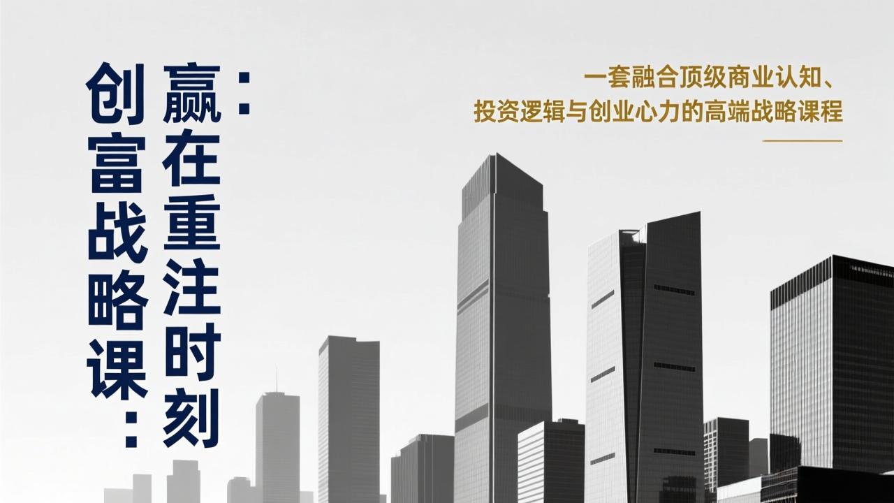 《创富战略课：赢在重注时刻》一套融合顶级商业认知、投资逻辑与创业心力的高端战略课程-墨痕微课