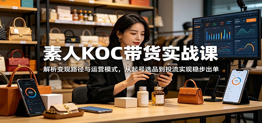 素人KOC带货实战课：解析变现路径与运营模式，从起号选品到投流实现稳步出单-墨痕微课