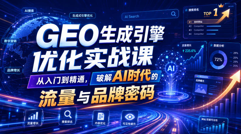 GEO生成引擎优化实战课,从入门到精通,破解AI时代的流量与品牌密码-墨痕微课