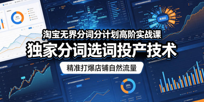 淘宝无界分词分计划高阶实战课,独家分词选词投产技术,精准打爆店铺自然流量-墨痕微课