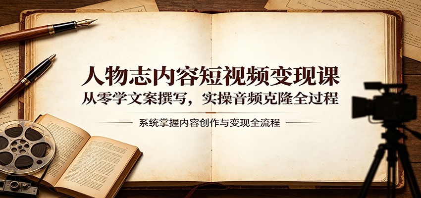 人物志内容短视频变现课：从零学文案撰写，实操音频克隆全过程-墨痕微课