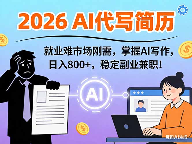 AI代写简历,超暴利,用万能模板月入1-3万实战教程,2026年市场刚需!-墨痕微课