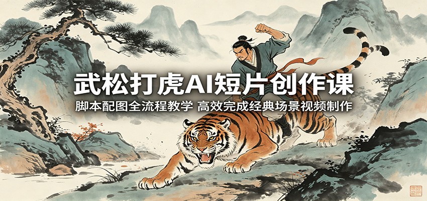 武松打虎AI短片创作课：脚本配图全流程教学，高效完成经典场景视频制作-墨痕微课