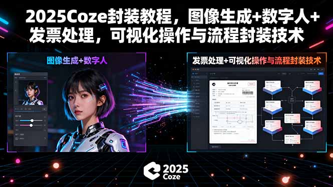 2025Coze封装教程,图像生成+数字人+发票处理,可视化操作与流程封装技术-墨痕微课