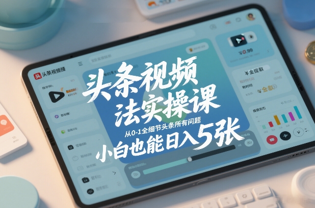 头条视频玩法实操课,从0-1全细节头条所有问题,小白也能日入5张-墨痕微课