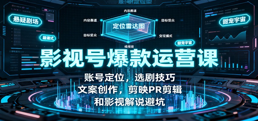 影视号爆款运营课:账号定位,选剧技巧,文案创作,剪映PR剪辑和影视解说避坑-墨痕微课