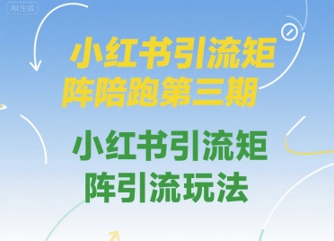 小红书引流矩阵陪跑第三期,小红书引流矩阵引流玩法-墨痕微课