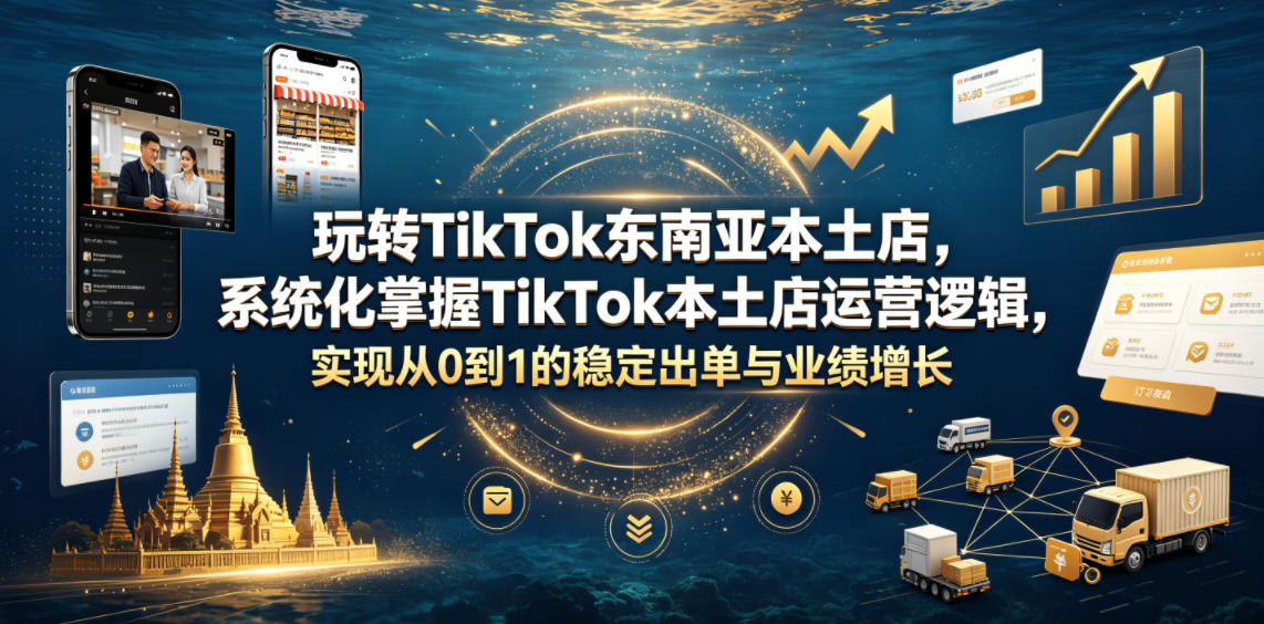 玩转TikTok东南亚本土店，系统化掌握TikTok本土店运营逻辑，实现从0到1的稳定出单与业绩增长-墨痕微课