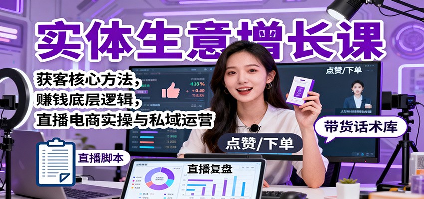 实体生意增长课：获客核心方法，赚钱底层逻辑，直播电商实操与私域运营-墨痕微课