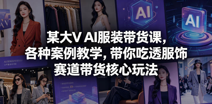 某大V AI服装带货课，各种案例教学，带你吃透服饰赛道带货核心玩法-墨痕微课