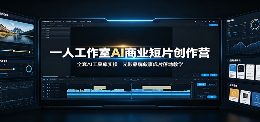 一人工作室AI商业短片创作营：全套AI工具库实操，光影品牌叙事成片落地教学-墨痕微课
