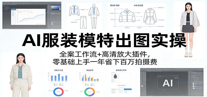 AI服装模特出图实操：全案工作流+ 高清放大插件，零基础上手一年省下百万拍摄费-墨痕微课