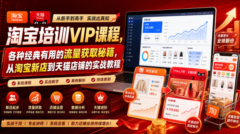淘宝培训VIP课程,各种经典有用的流量获取秘籍,从淘宝新店到天猫店铺的实战教程(更新08月12日)-墨痕微课
