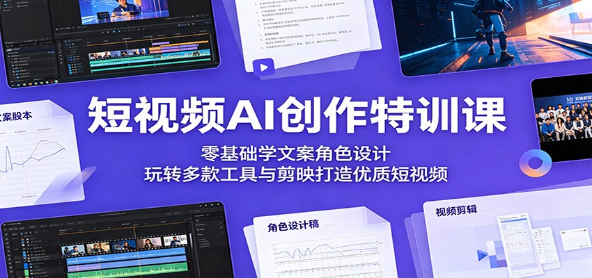 短视频AI创作特训课:零基础学文案角色设计,玩转多款工具与剪映打造优质短视频-墨痕微课
