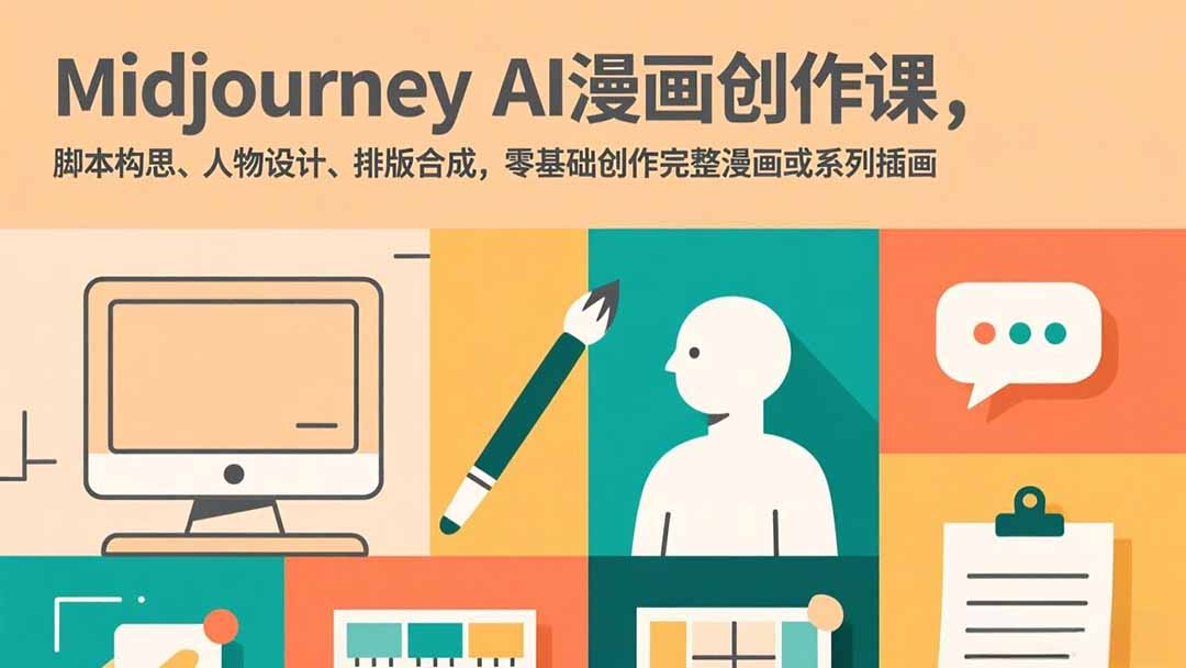 Midjourney AI漫画创作课，脚本构思、人物设计、排版合成，零基础创作完整漫画或系列插画-墨痕微课