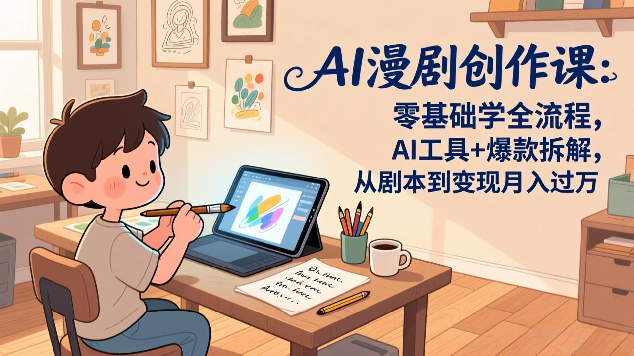 AI漫剧创作课：零基础学全流程，AI工具+爆款拆解，从剧本到变现月入过万-墨痕微课