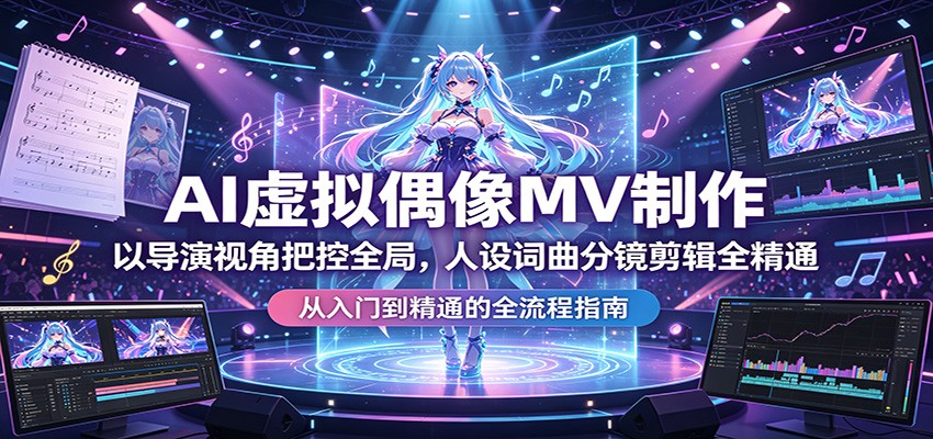 AI虚拟偶像MV制作：以导演视角把控全局，人设词曲分镜剪辑全精通-墨痕微课
