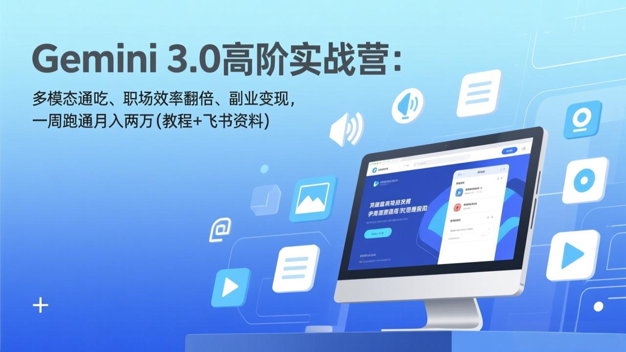 Gemini 3.0高阶实战营：多模态通吃、职场效率翻倍、副业变现，一周跑通月入两万(教程+飞书资料-墨痕微课