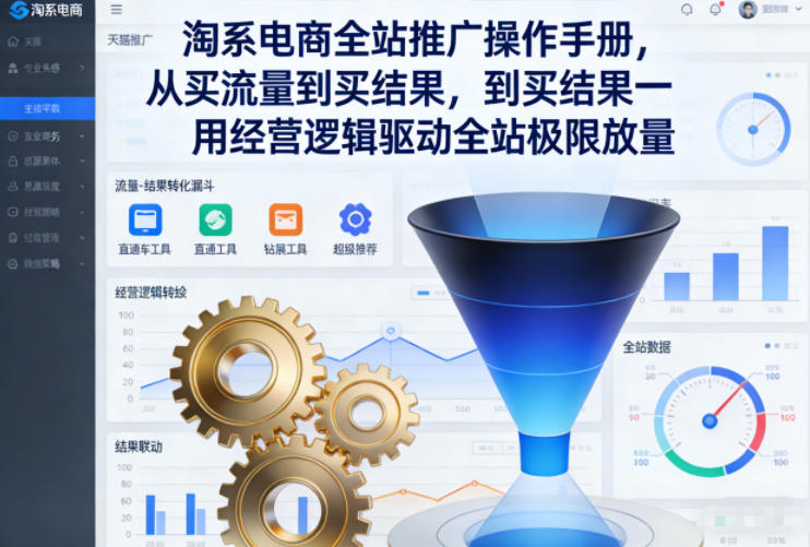 淘系电商全站推广操作手册,从买流量到买结果一用经营逻辑驱动全站极限放量-墨痕微课