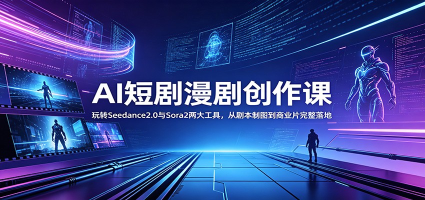 AI短剧漫剧创作课：玩转Seedance2.0与 Sora2两大工具，从剧本制图到商业片完整落地-墨痕微课
