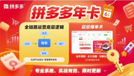 拼多多年卡,拼多多全链路运营底层逻辑,超级爆单术【更新26年8月】-墨痕微课