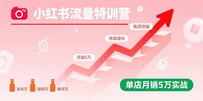 小红书流量特训营:突破流量瓶颈,实现店铺持续增长,单店月销5万实战-墨痕微课