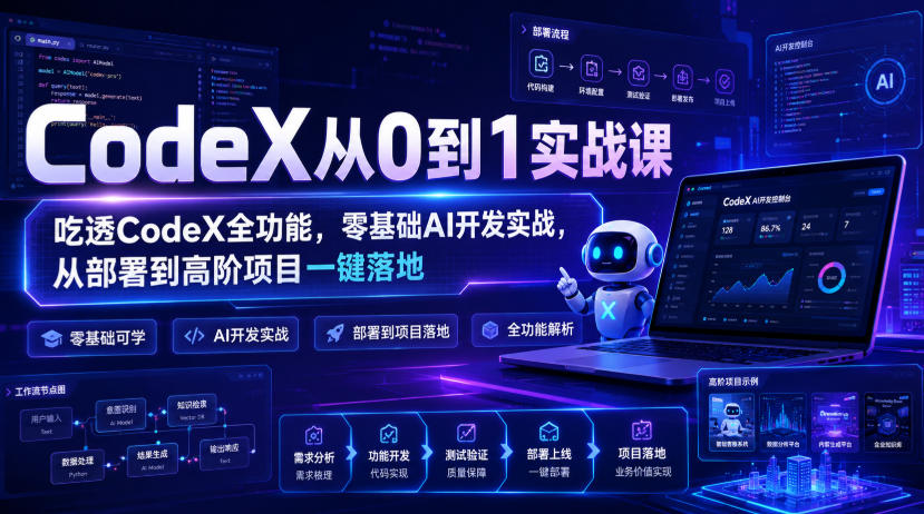 CodeX从0到1实战课，吃透CodeX全功能，零基础AI开发实战，从部署到高阶项目一键落地-墨痕微课