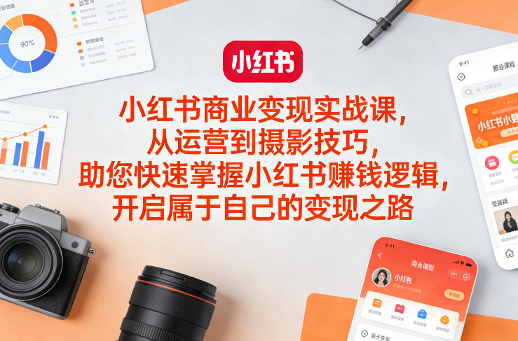 小红书商业变现实战课，从运营到摄影技巧，助您快速掌握小红书賺钱逻辑，开启属于自己的变现之路-墨痕微课