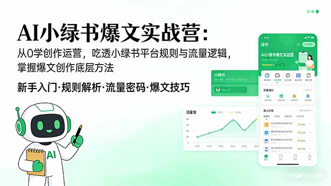 AI 小绿书爆文实战营：从0学创作运营，吃透小绿书平台规则与流量逻辑，掌握爆文创作底层方法-墨痕微课