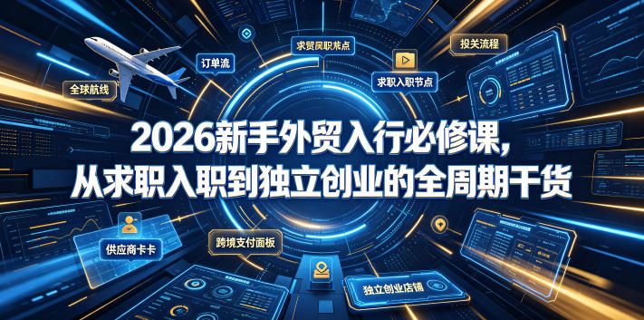 2026新手外贸入行必修课,从求职入职到独立创业的全周期干货-墨痕微课
