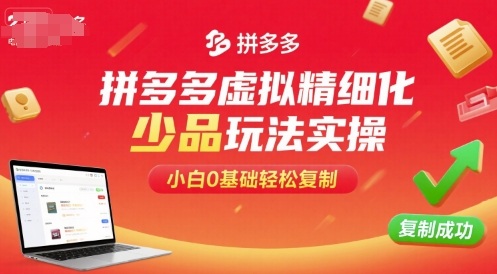 拼多多虚拟精细化少品玩法实操，小白0基础轻松复制-墨痕微课