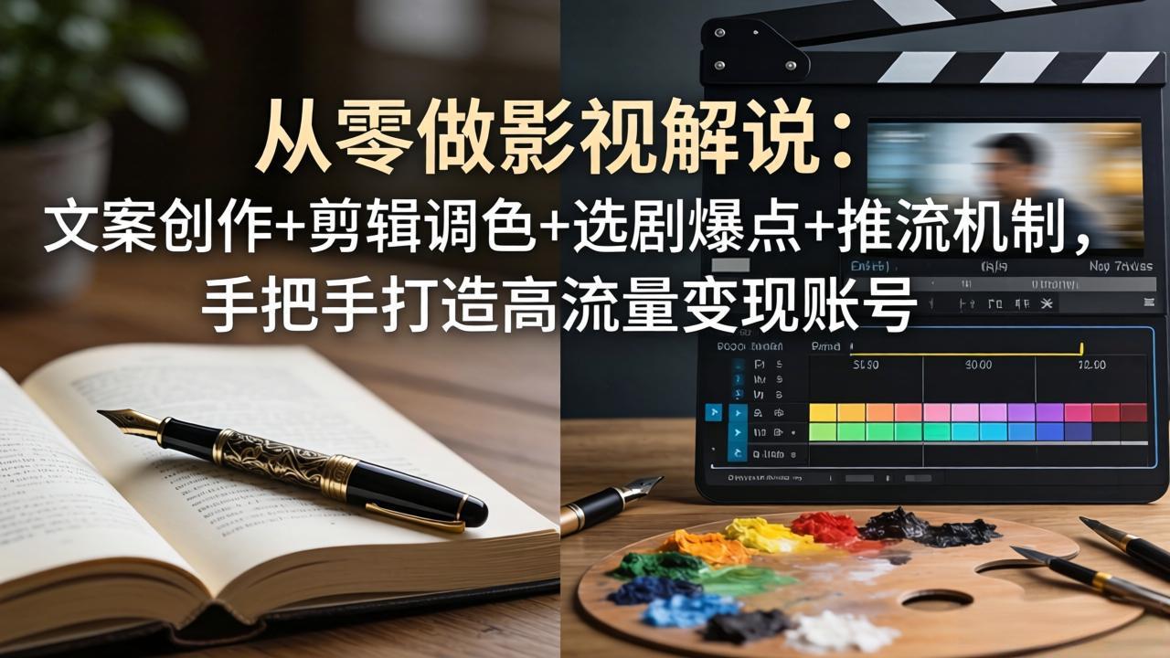 从零做影视解说:文案创作+剪辑调色+选剧爆点+推流机制,手把手打造高流量变现账号-墨痕微课