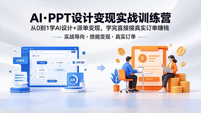 AI·PPT设计变现实战训练营，从0到1学AI设计+派单变现，学完直接接真实订单赚钱-墨痕微课