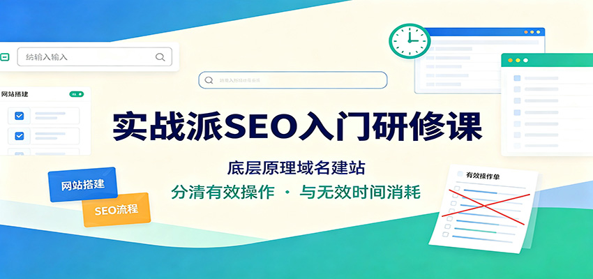 实战派SEO入门研修课：底层原理域名建站，分清有效操作与无效时间消耗-墨痕微课