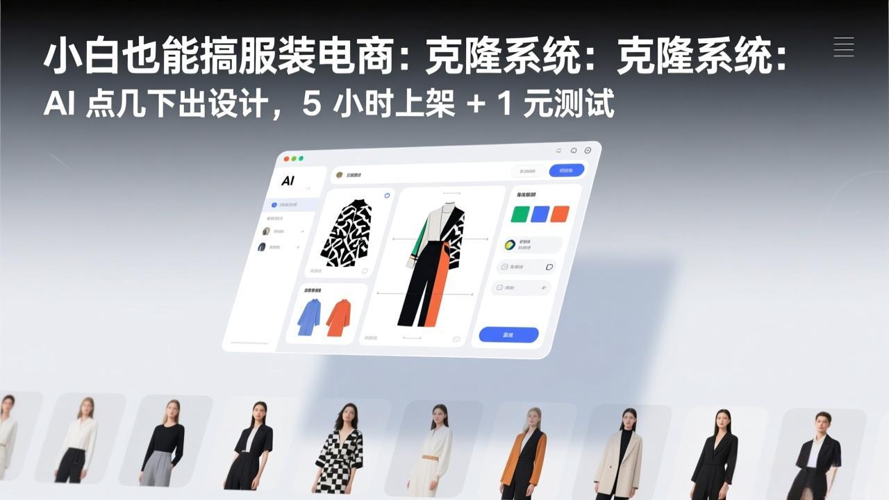 小白也能搞服装电商:克隆系统:AI 点几下出设计,5 小时上架 + 1 元测试-墨痕微课