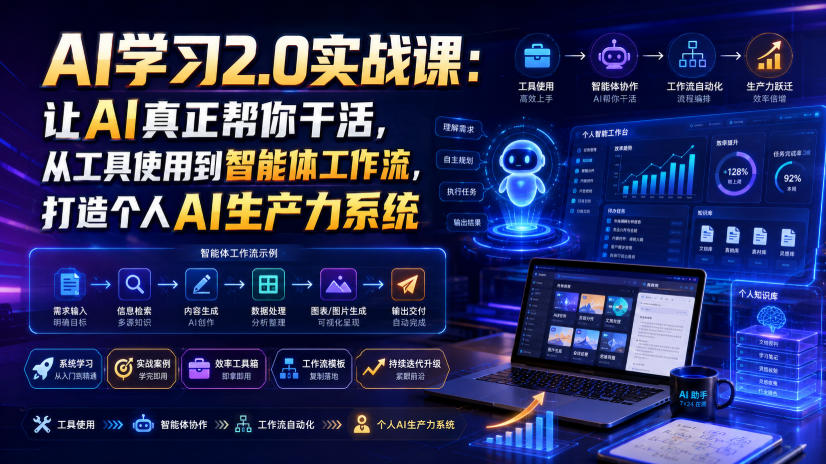 AI学习2.0实战课：让AI真正帮你干活，从工具使用到智能体工作流，打造个人AI生产力系统-墨痕微课